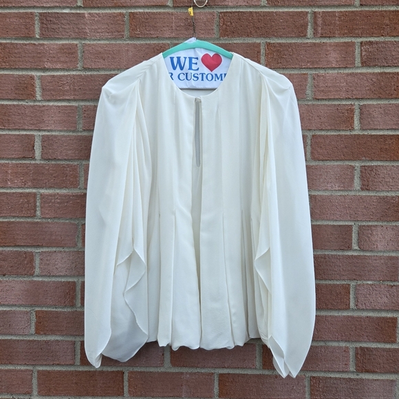 Anne Fontaine Poeme Blouse White Silk With Front Bodice Pleats Size 44 Size 12 - Picture 5 of 15